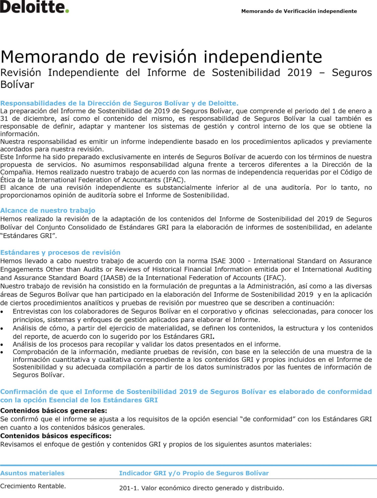 Memorando de verificación Deloitte - 1